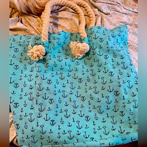 Blue bag with with handles